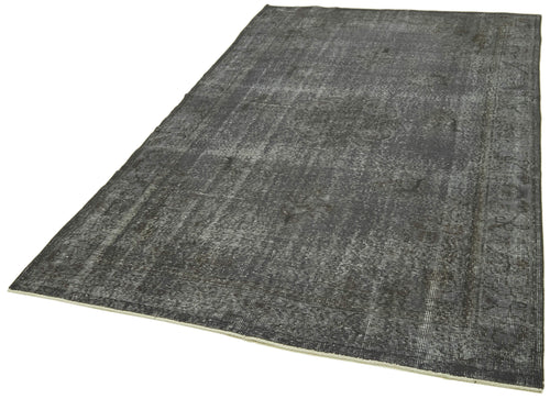 Overdyed Vintage Grey Vintage Cotton Wool Handmade Area Rug 5'4'' x 9'4''