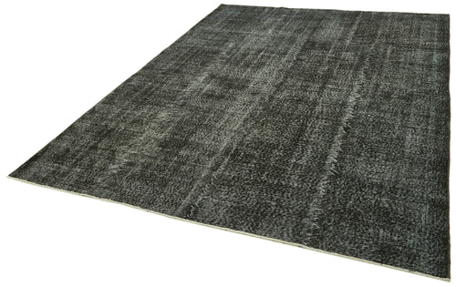 Overdyed Vintage Black Vintage Cotton Wool Handmade Area Rug 6'9'' x 10'0''