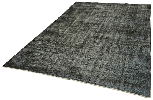 Overdyed Vintage Black Vintage Cotton Wool Handmade Area Rug 6'5'' x 10'1''