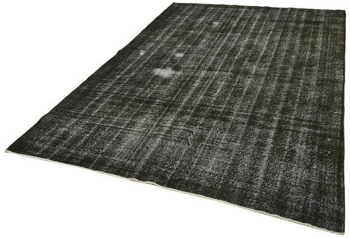 Overdyed Vintage Black Vintage Cotton Wool Handmade Area Rug 6'6'' x 10'0''