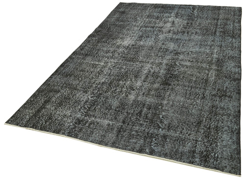 Overdyed Vintage Black Vintage Cotton Wool Handmade Area Rug 5'2'' x 8'8''