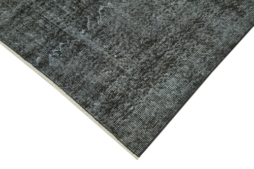 Overdyed Vintage Black Vintage Cotton Wool Handmade Area Rug 5'2'' x 8'8''