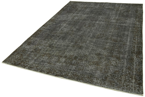 Overdyed Vintage Grey Vintage Cotton Wool Handmade Area Rug 6'5'' x 9'10''