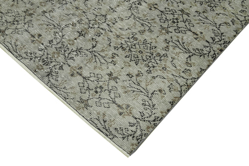 Overdyed Vintage Grey Vintage Cotton Wool Handmade Area Rug 6'4'' x 9'2''