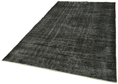 Overdyed Vintage Black Vintage Cotton Wool Handmade Area Rug 5'4'' x 9'3''