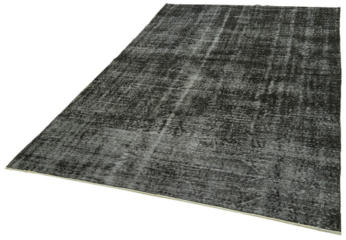 Overdyed Vintage Black Vintage Cotton Wool Handmade Area Rug 5'8'' x 9'1''