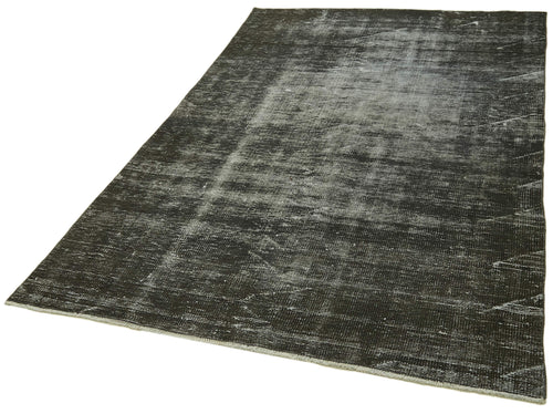 Overdyed Vintage Black Vintage Cotton Wool Handmade Area Rug 4'10'' x 8'5''