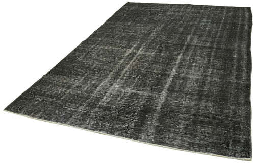 Overdyed Vintage Black Vintage Cotton Wool Handmade Area Rug 6'1'' x 9'4''
