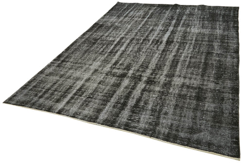 Overdyed Vintage Black Vintage Cotton Wool Handmade Area Rug 6'7'' x 9'9''