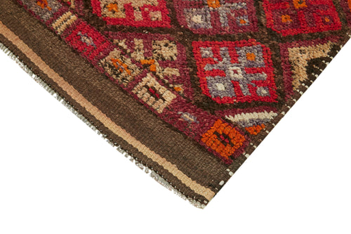 Vintage Herki Red Vintage Cotton Wool Handmade Area Rug 2'11'' x 12'8''