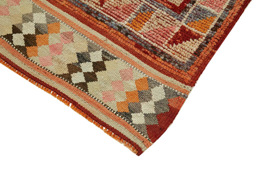 Vintage Herki Orange Vintage Cotton Wool Handmade Area Rug 2'9'' x 12'9''