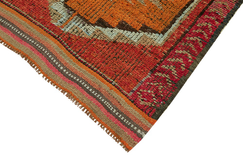 Vintage Herki Orange Vintage Cotton Wool Handmade Area Rug 3'2'' x 10'3''