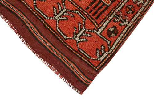 Vintage Herki Orange Vintage Cotton Wool Handmade Area Rug 3'3'' x 11'2''