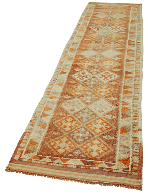 Vintage Herki Orange Vintage Cotton Wool Handmade Area Rug 2'10'' x 13'1''