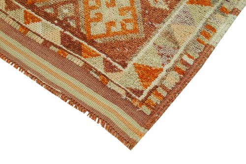 Vintage Herki Orange Vintage Cotton Wool Handmade Area Rug 2'10'' x 13'1''