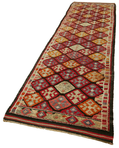 Vintage Herki Red Vintage Cotton Wool Handmade Area Rug 2'11'' x 13'11''