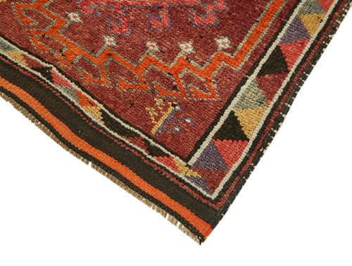 Vintage Herki Red Vintage Cotton Wool Handmade Area Rug 2'11'' x 13'6''