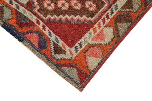 Vintage Herki Red Vintage Cotton Wool Handmade Area Rug 2'11'' x 12'6''