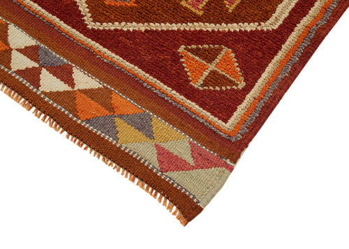 Vintage Herki Red Vintage Cotton Wool Handmade Area Rug 2'11'' x 11'3''