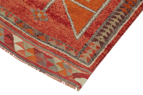 Vintage Herki Orange Vintage Cotton Wool Handmade Area Rug 3'1'' x 10'4''