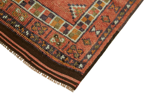 Vintage Herki Red Vintage Cotton Wool Handmade Area Rug 2'7'' x 12'0''