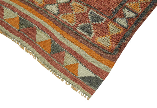 Vintage Herki Orange Vintage Cotton Wool Handmade Area Rug 3'1'' x 11'1''