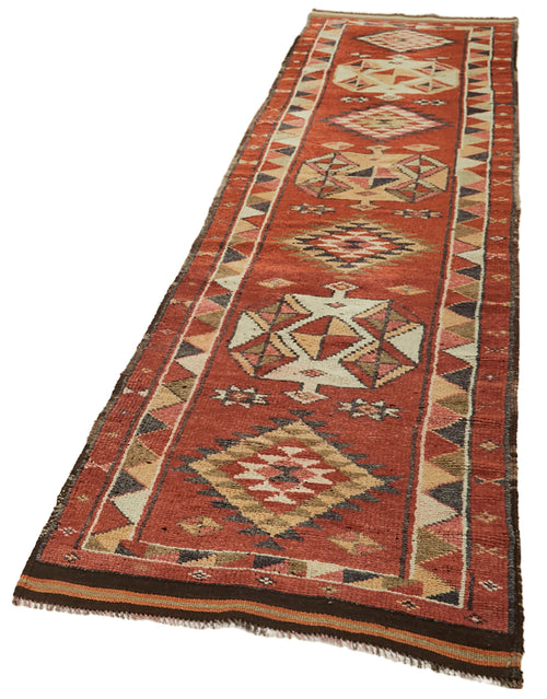 Vintage Herki Red Vintage Cotton Wool Handmade Area Rug 2'10'' x 11'9''