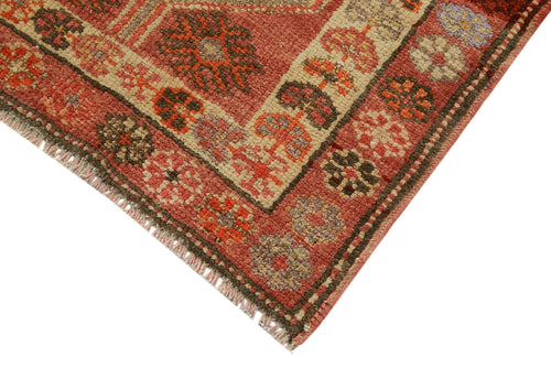 Vintage Herki Red Vintage Cotton Wool Handmade Area Rug 2'8'' x 12'6''