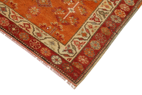 Vintage Herki Orange Vintage Cotton Wool Handmade Area Rug 2'11'' x 11'8''