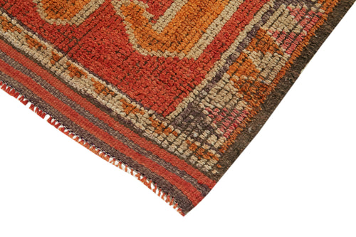 Vintage Herki Orange Vintage Cotton Wool Handmade Area Rug 3'3'' x 11'4''