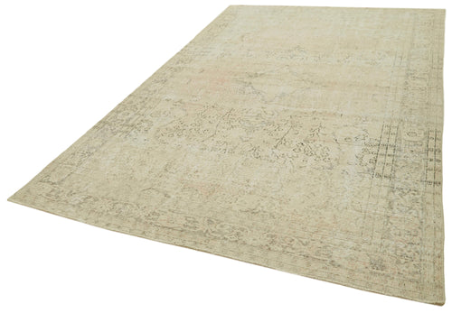 Vintage Beige Vintage Cotton Wool Handmade Area Rug 6'8'' x 10'8''
