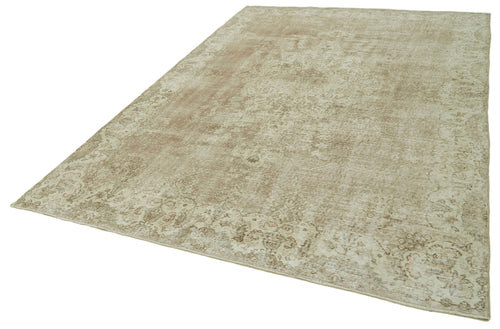 Vintage Beige Vintage Cotton Wool Handmade Area Rug 6'11'' x 10'10''