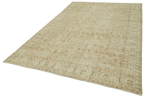 Vintage Beige Vintage Cotton Wool Handmade Area Rug 6'10'' x 10'9''