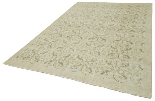 Vintage Beige Vintage Cotton Wool Handmade Area Rug 6'10'' x 10'8''