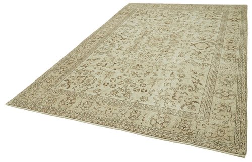 Vintage Beige Vintage Cotton Wool Handmade Area Rug 7'0'' x 10'4''