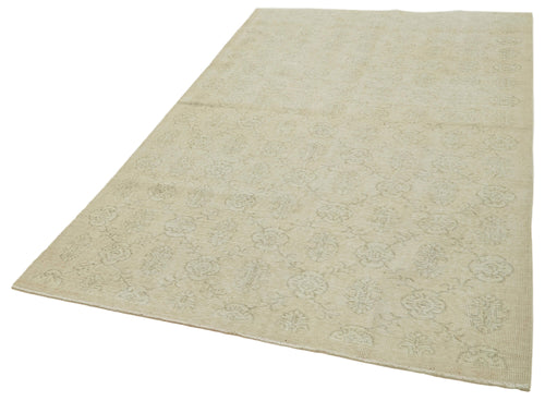 Vintage Beige Vintage Cotton Wool Handmade Area Rug 5'3'' x 8'8''