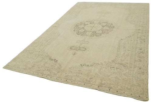 Vintage Beige Vintage Cotton Wool Handmade Area Rug 6'6'' x 10'0''