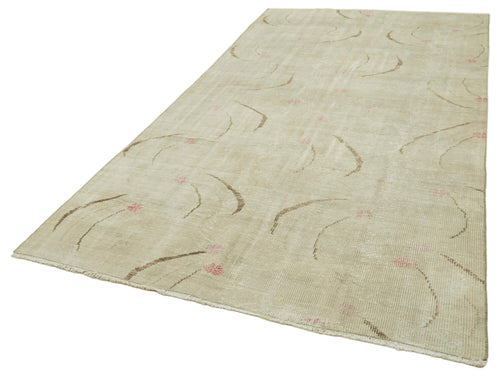 Vintage Beige Vintage Cotton Wool Handmade Area Rug 5'9'' x 10'3''