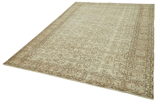 Vintage Beige Vintage Cotton Wool Handmade Area Rug 6'9'' x 9'10''