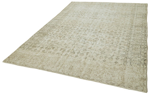 Vintage Beige Vintage Cotton Wool Handmade Area Rug 6'10'' x 9'11''