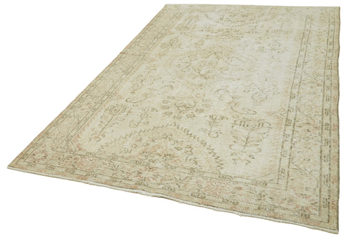 Vintage Beige Vintage Cotton Wool Handmade Area Rug 5'9'' x 8'10''