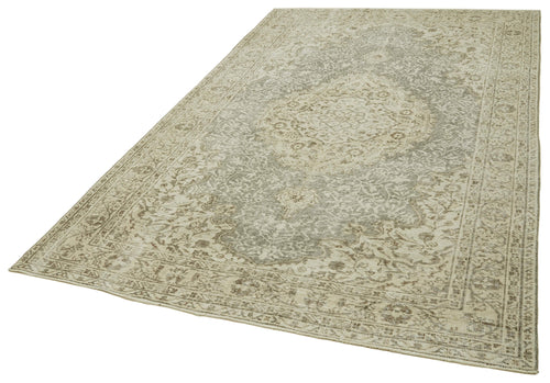 Vintage Beige Vintage Cotton Wool Handmade Area Rug 5'8'' x 8'10''