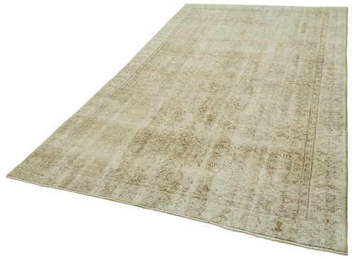Vintage Beige Vintage Cotton Wool Handmade Area Rug 5'3'' x 9'3''