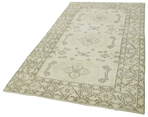 Vintage Beige Vintage Cotton Wool Handmade Area Rug 4'3'' x 7'8''