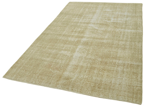 Vintage Beige Vintage Cotton Wool Handmade Area Rug 5'1'' x 8'3''