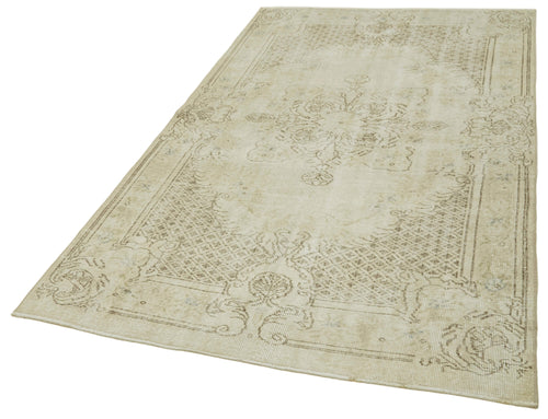 Vintage Beige Vintage Cotton Wool Handmade Area Rug 4'8'' x 7'11''