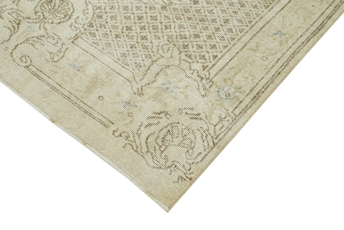 Vintage Beige Vintage Cotton Wool Handmade Area Rug 4'8'' x 7'11''