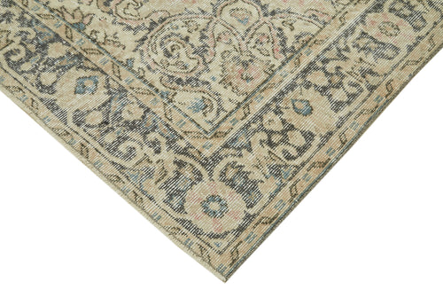 Vintage Beige Vintage Cotton Wool Handmade Area Rug 6'4'' x 10'4''