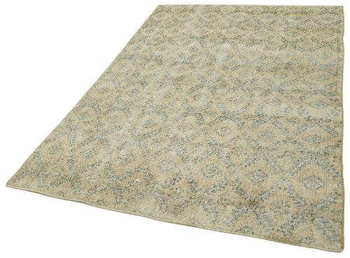 Vintage Beige Vintage Cotton Wool Handmade Area Rug 4'10'' x 7'11''