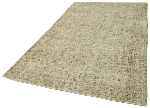 Vintage Beige Vintage Cotton Wool Handmade Area Rug 5'9'' x 9'7''